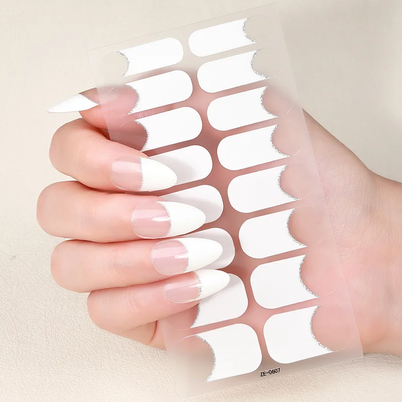 Full Cover Adhesive - Autocollants pour ongles français, couverture complète,